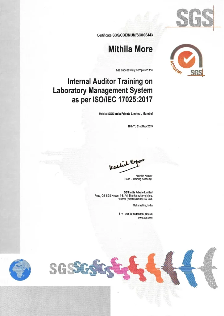 ISO 17025 certificate